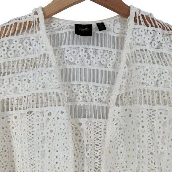 NEW Rafaella White Embroidered Lace Swim Cover-Up Cardigan Size Small - Picture 5 of 9